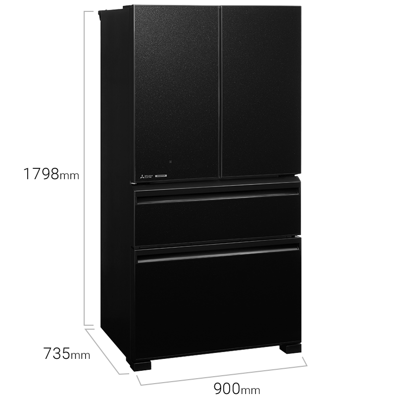 Mitsubishi 630l lx grande clearance glass french door fridge