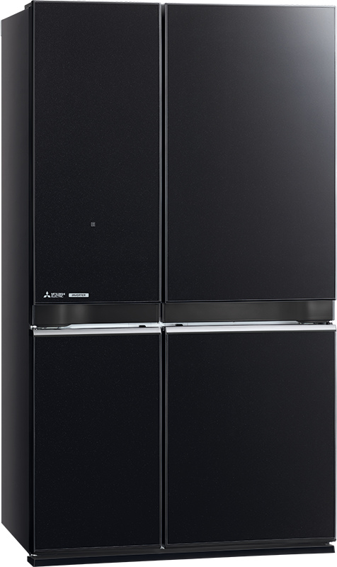 Mitsubishi 650l l4 glass mini french door fridge discount